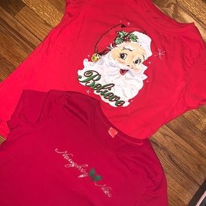 2 XL Ladiea Christmas short sleeve T Shirts